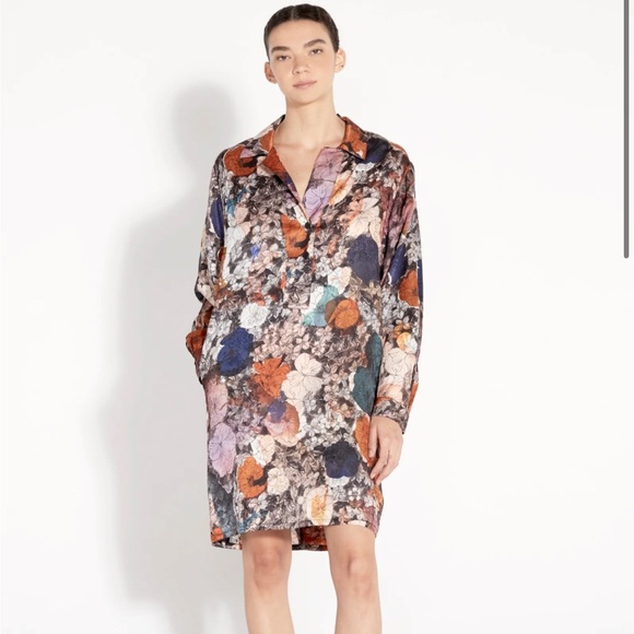 Raquel Allegra Brooke Flower Medley Print Silk Dress NWOT Size 1 - Picture 2 of 12